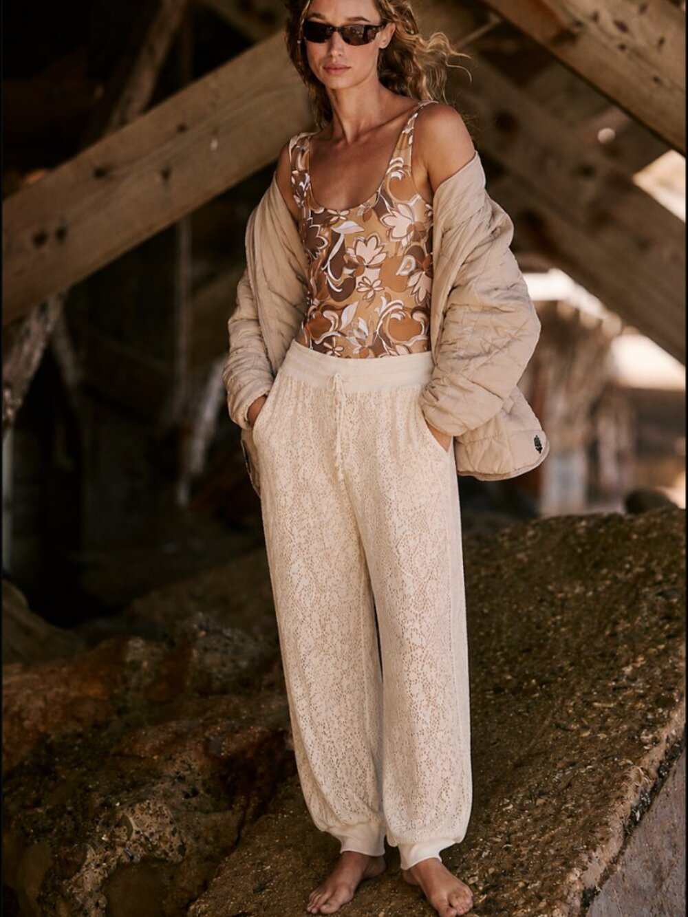 FREE PEOPLE INTIMATELY CROCHET LACE JOGGERS